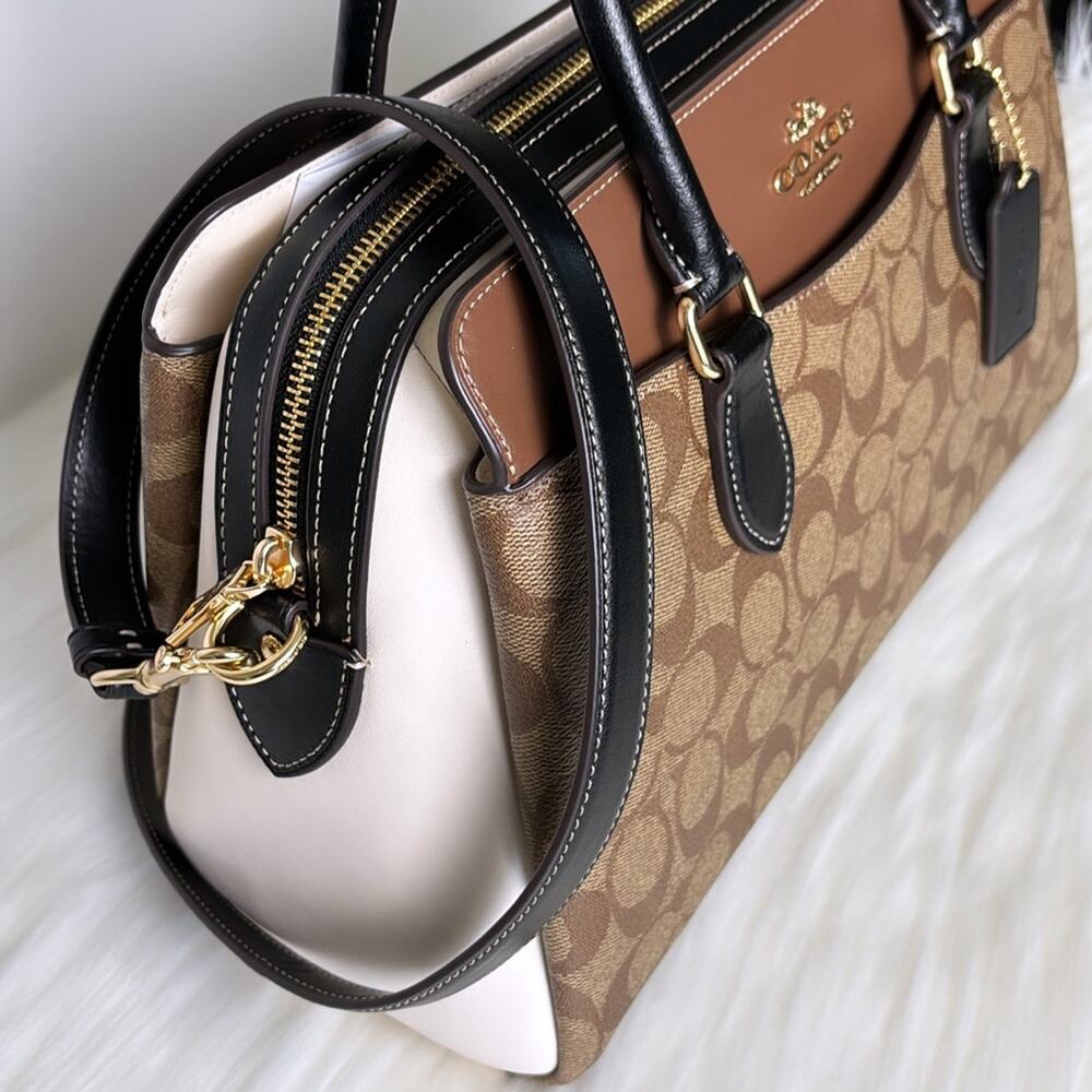 NWT Coach Mini Darcie Carryall Bag In Colorblock Signature Canvas Purse980 - Picture 3 of 8